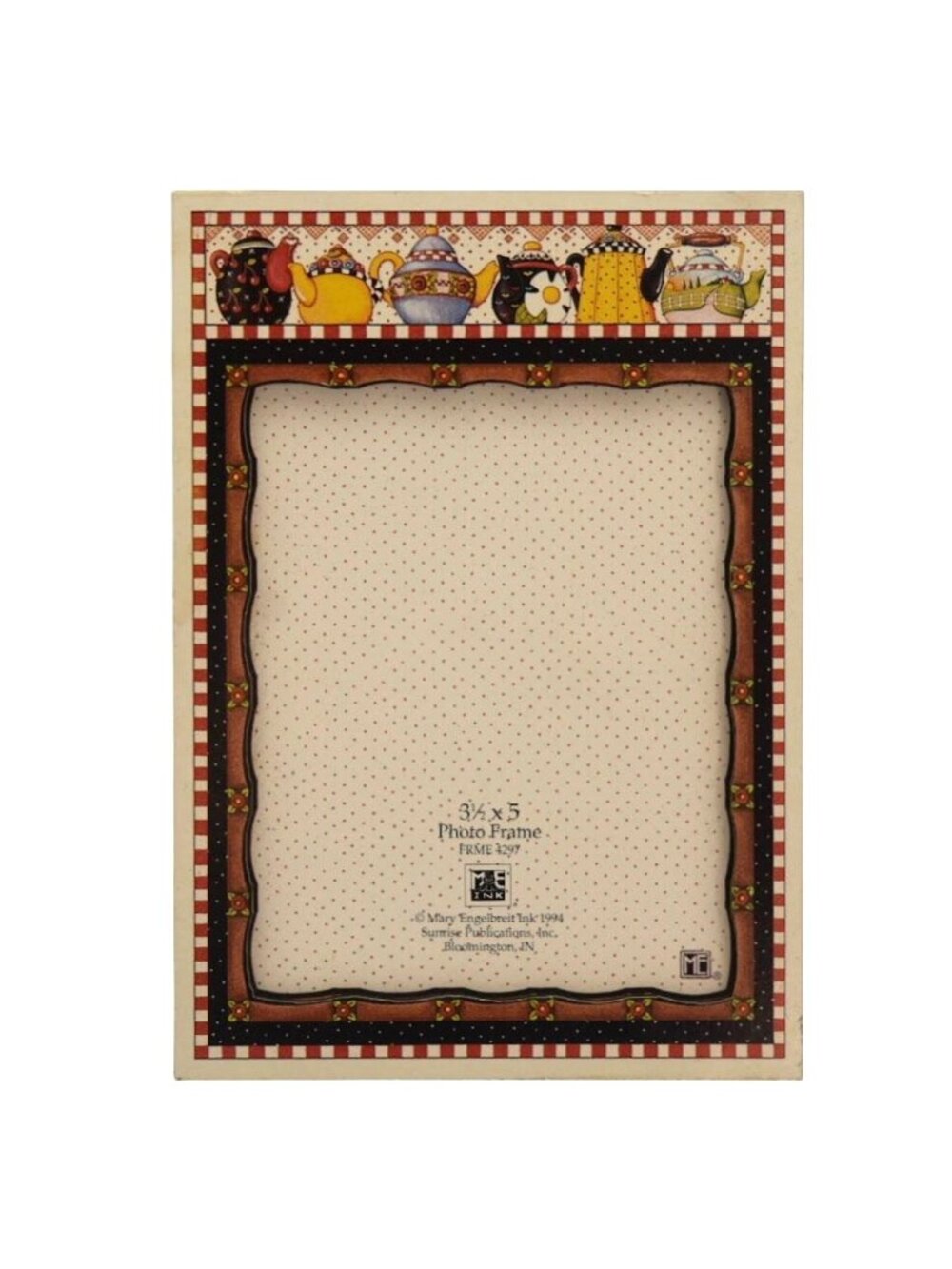 Vintage Mary Engelbreit 3.5" X 5" Photo Frame Teapot Pattern New Old Stock